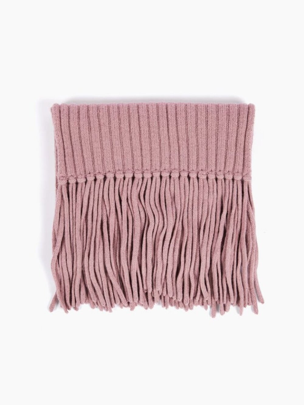 Ribbed Baby Alpaca Fringe Scarf - Cameo Pink